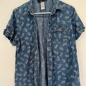 Sag Harbor Blue Floral Button Down Shirt
